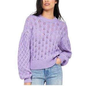 Joie Knit Wool Sweater Deep Lavender Cable Knit Sweater